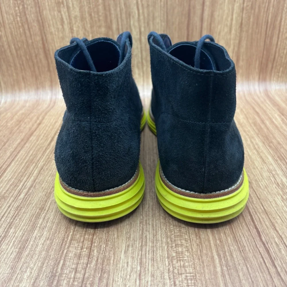 Cole Haan Lunargrand Chukka Black Mens Size 13 Suede Neon Yellow C11185